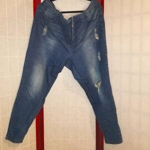 Melissa McCarthy For Seven 7 Distressed Blue Denim Pencil Jeans